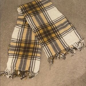 Pottery Barn Plaid Scarf in Mustard and Brown